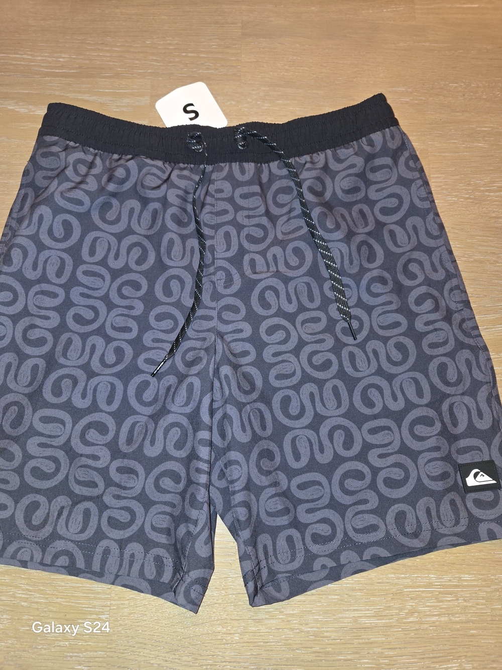 Quiksilver Men's Black Patterned Swim Trunks Shorts Sz S New